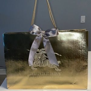 Burberry Gold Large Gift Bag with Ribbon